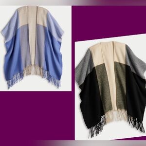 New Colorblock Fringe Ruana- Various NWT